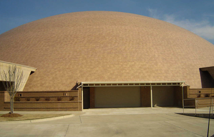  GROW DOMES FOR GROWING VEGETABLE: 
 This 280-foot-diameter dome has a floor area equal to 1.4 acres. Note the large entry doors. It’s the perfect building for growing food.